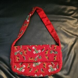 Vintage Valerie Stevens Scattered Flowers Hand Beaded Sequin Floral Garden Purse